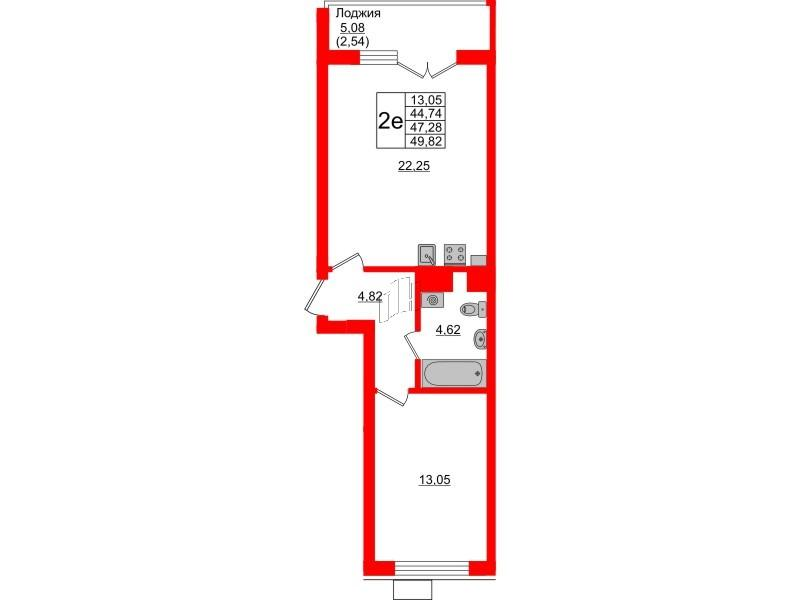 1-комнатная 47 м2 в ЖК Lake City-6 корпус null этаж 1