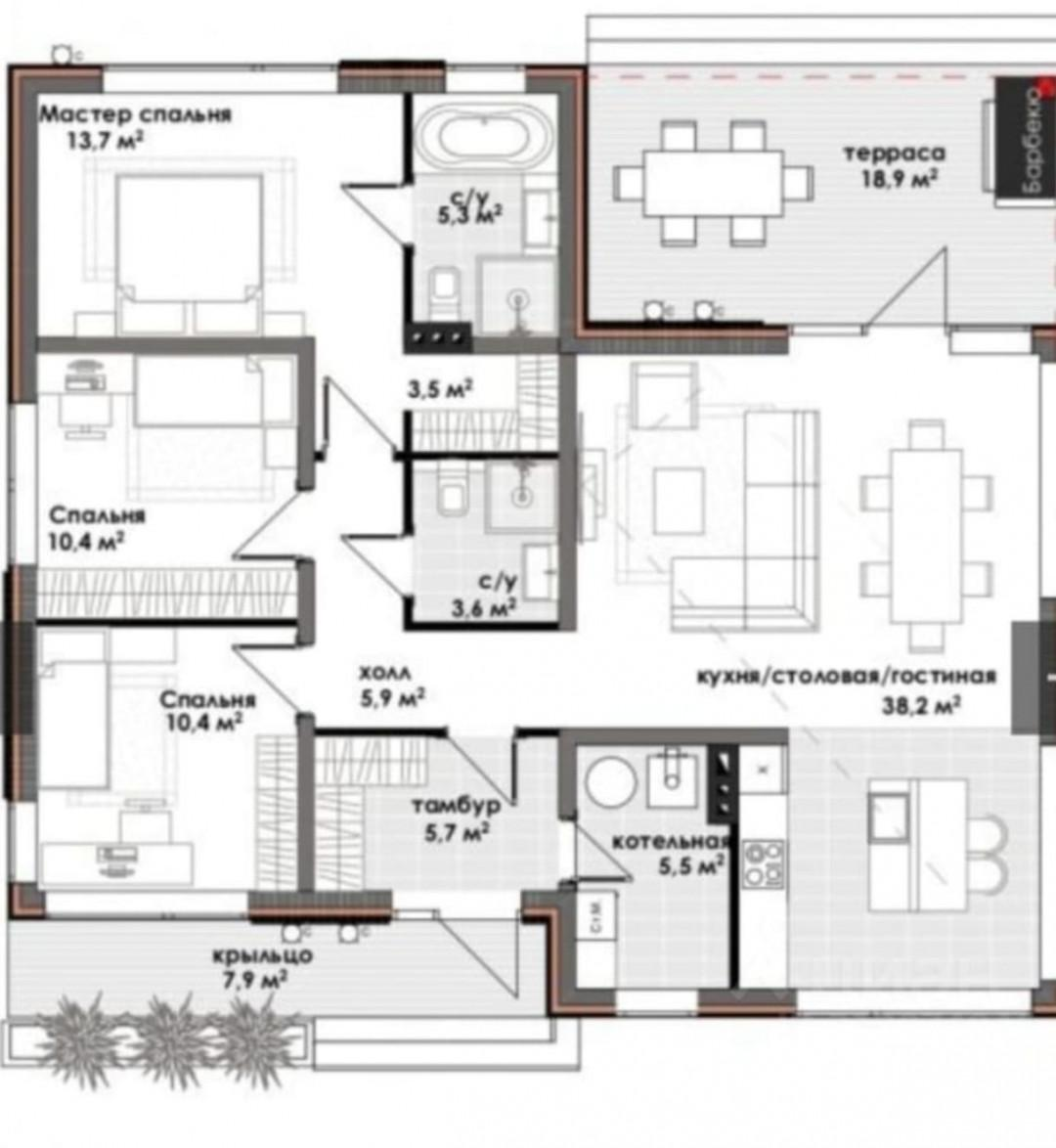 3-комнатная 150 м2 в ЖК undefined корпус null этаж null