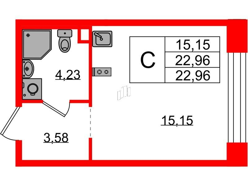 Студия 22 м2 в ЖК PLUS Пулковский корпус null этаж 1