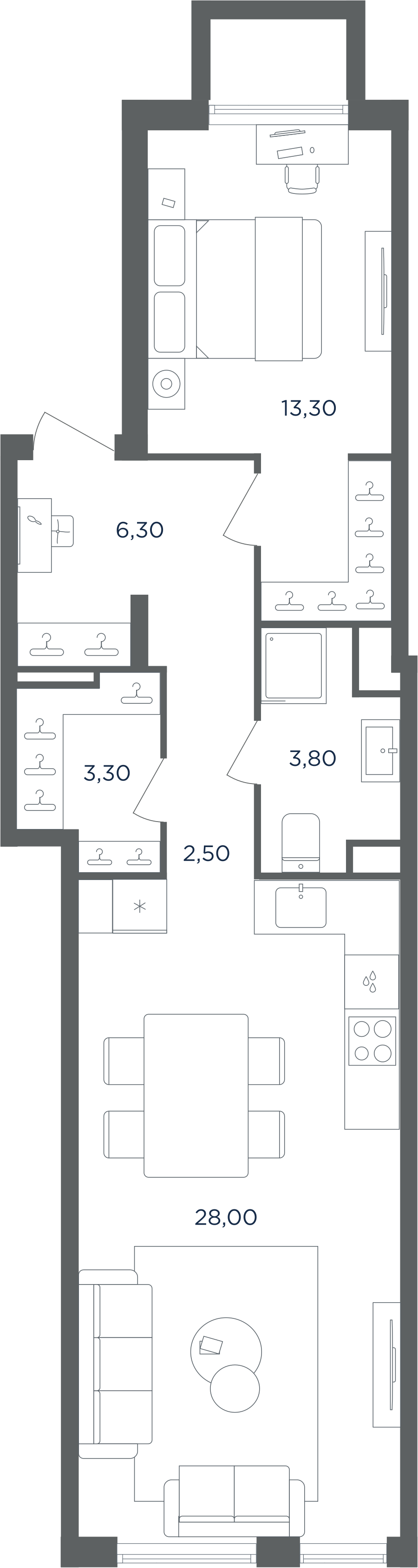 2-комнатная 56 м2 в ЖК Равновесие корпус null этаж 1