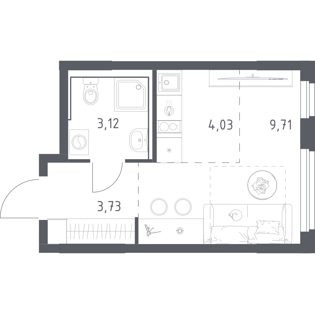 Студия 20 м2 в ЖК Донские Легенды корпус null этаж 3