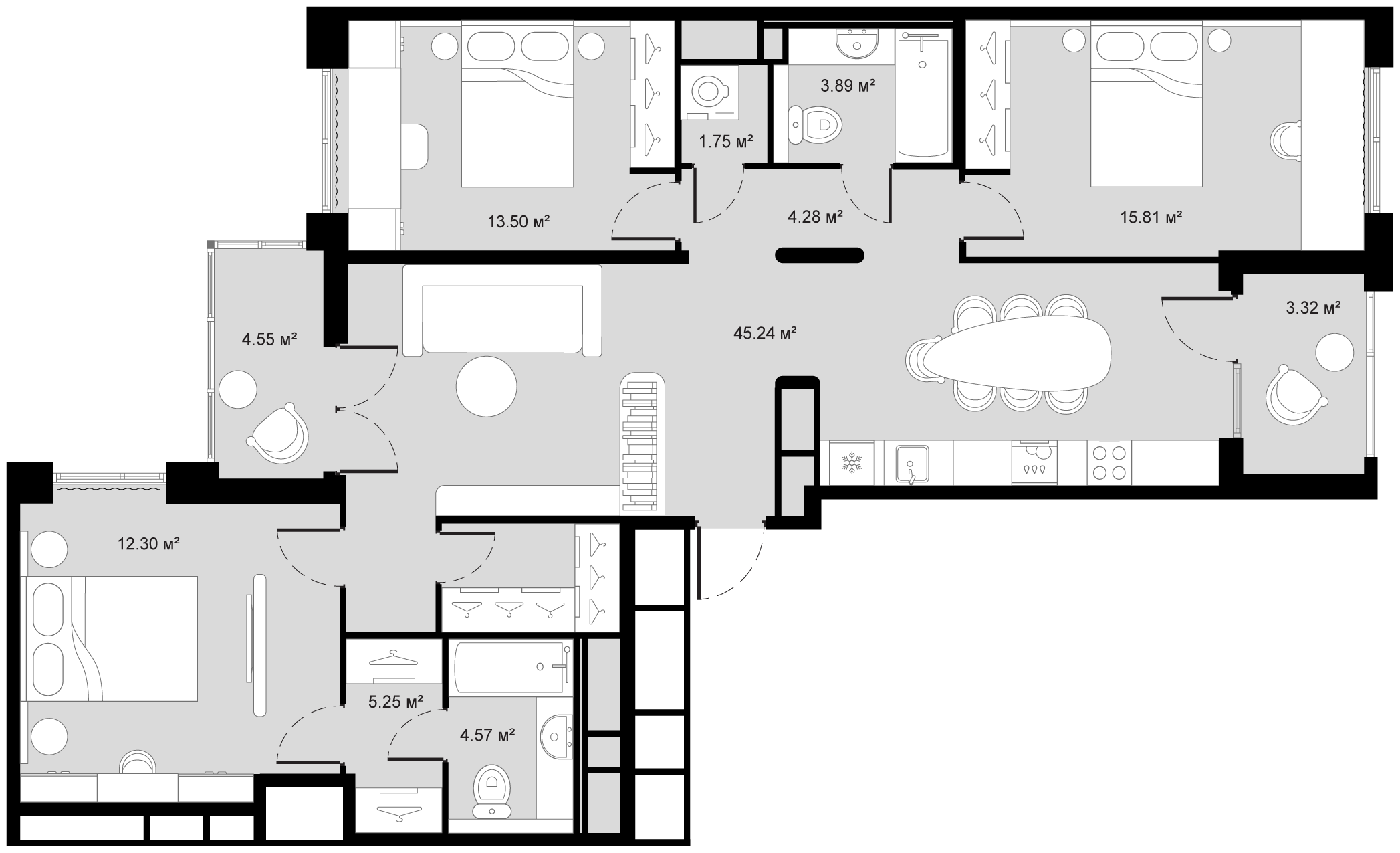 3-комнатная 110 м2 в ЖК Новгородская 8 корпус null этаж 9