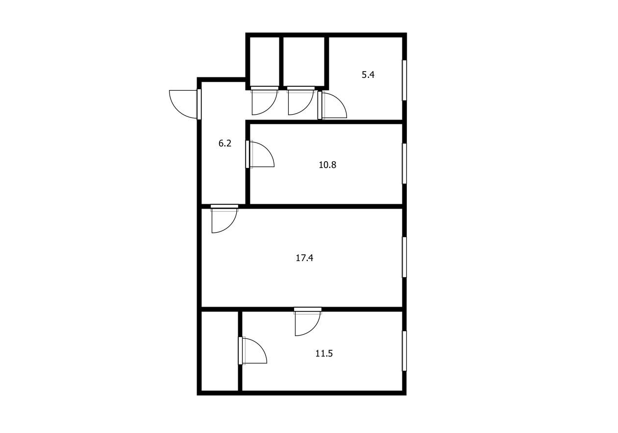 3-комнатная 56.8 м2 в ЖК undefined корпус null этаж 1