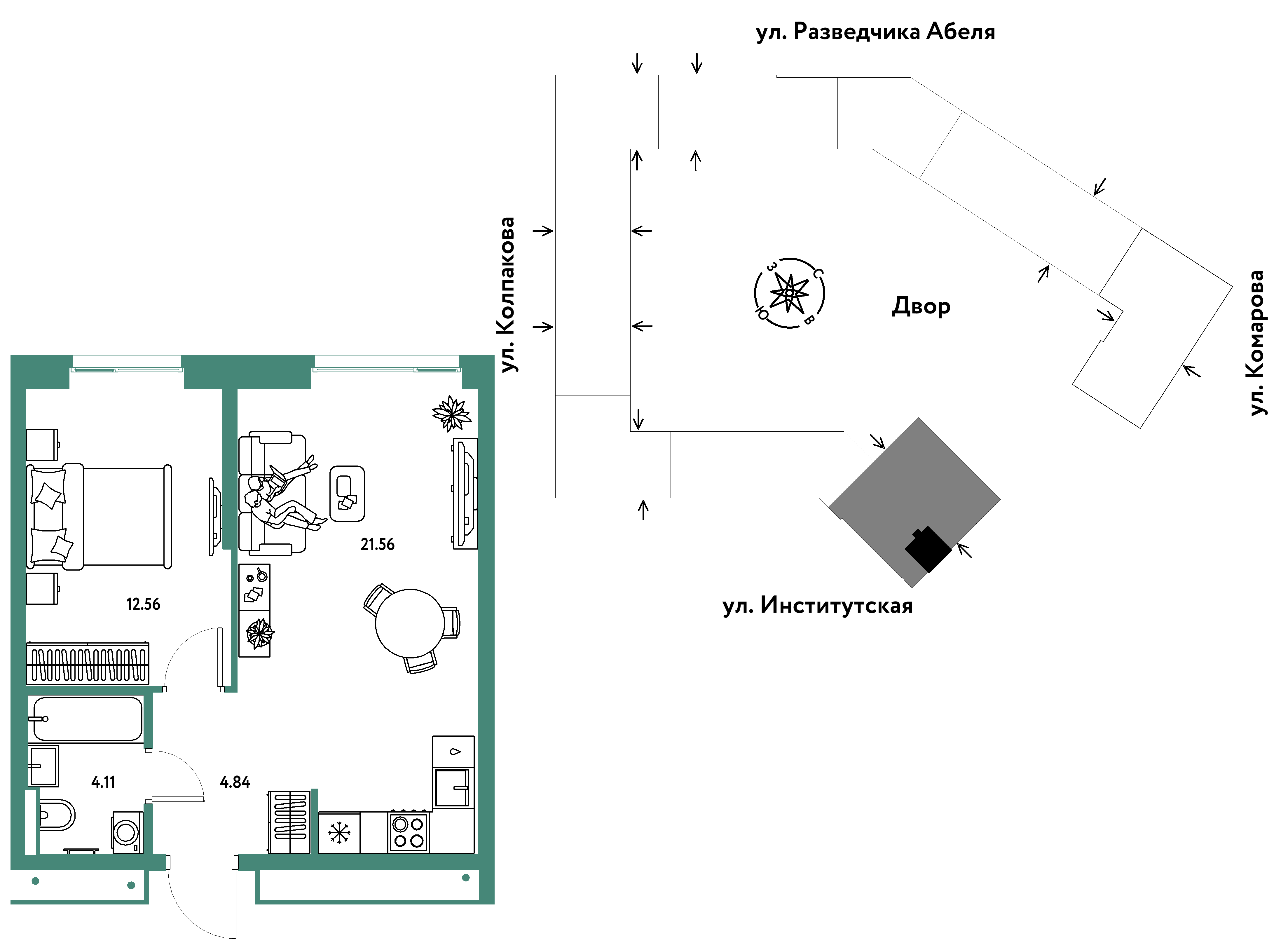 Студия 43 м2 в ЖК Страна.Парковая корпус null этаж 20