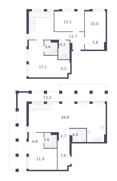 4-комнатная 160 м2 в ЖК Деснаречье корпус null этаж 22