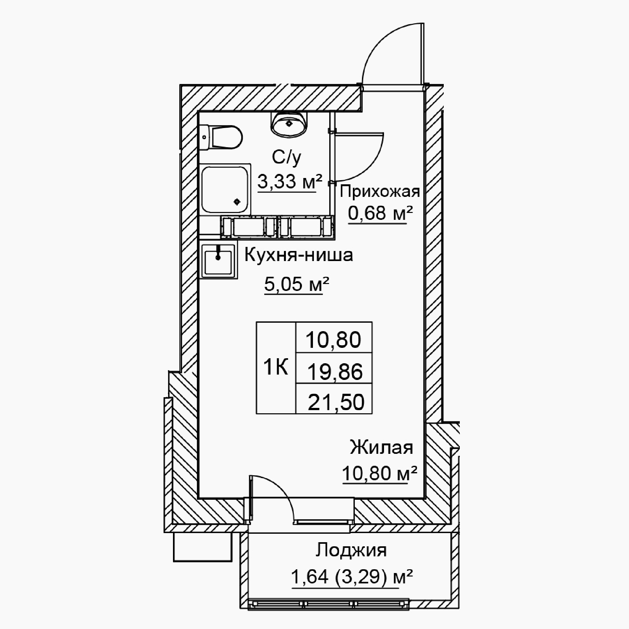 1-комнатная 21 м2 в ЖК Сталь корпус null этаж 15