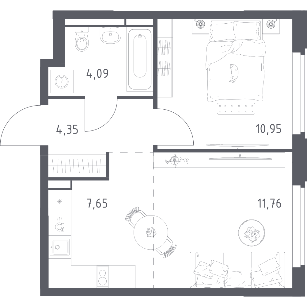 Студия 38 м2 в ЖК Космический Квартал корпус null этаж 12