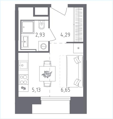 Студия 19 м2 в ЖК undefined корпус null этаж 23