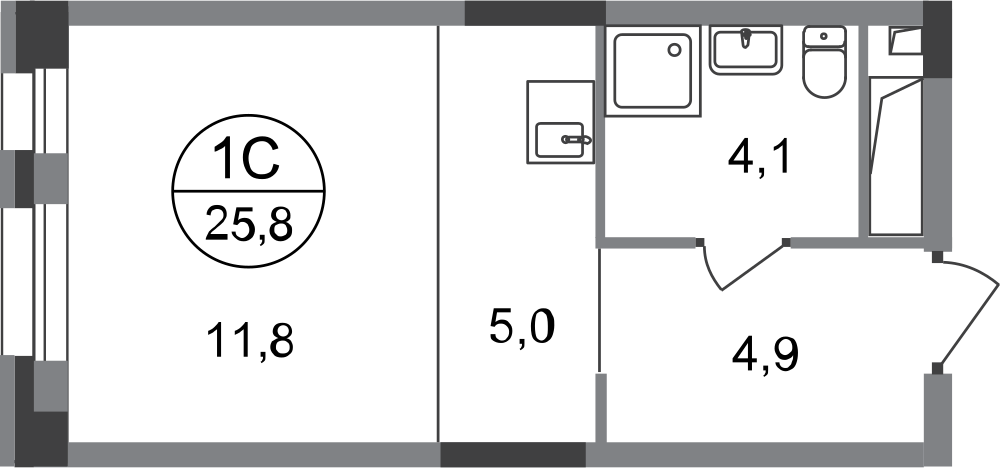 Студия 25 м2 в ЖК Первый Московский корпус null этаж 14