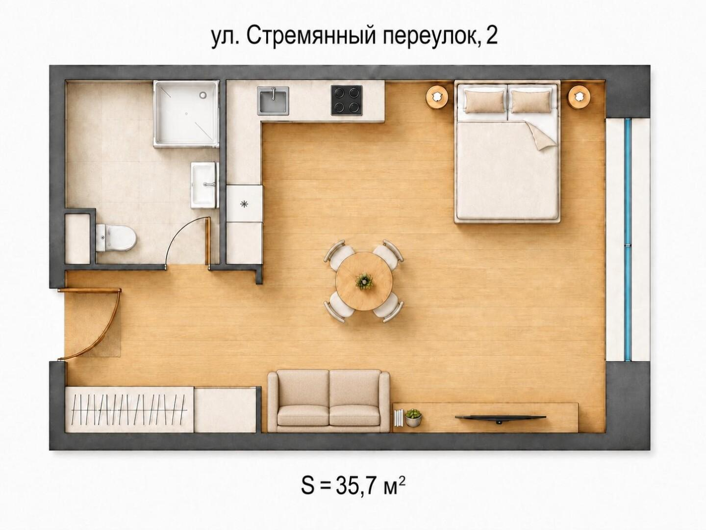Студия 35.7 м2 в ЖК undefined корпус null этаж 4