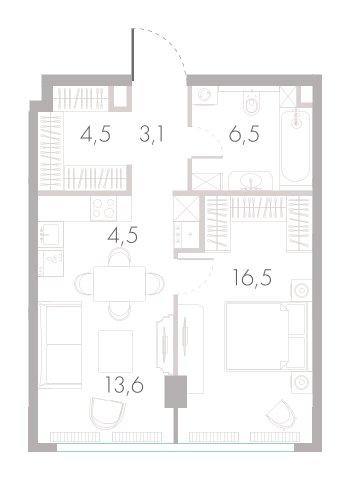 2-комнатная 47 м2 в ЖК River Park Towers Кутузовский корпус null этаж 10