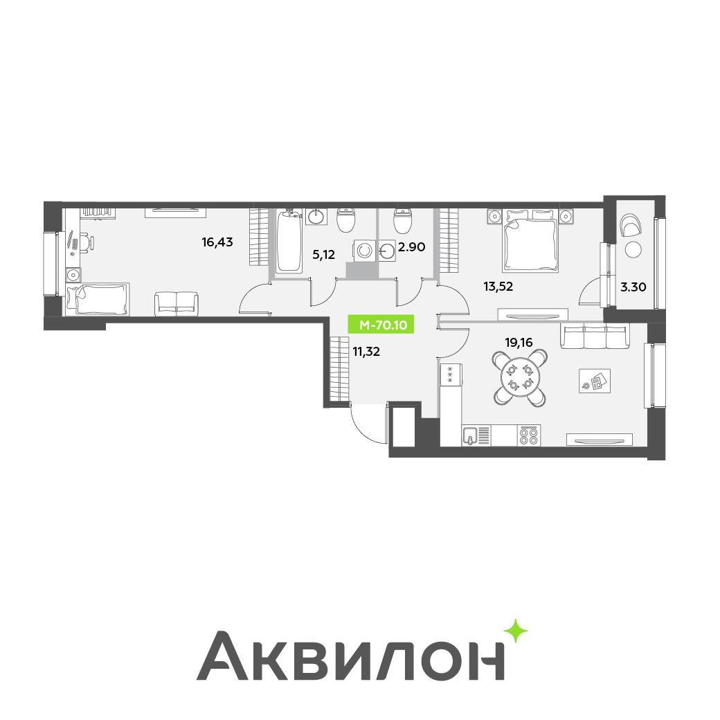 Студия 72 м2 в ЖК Аквилон Ливз корпус null этаж 12
