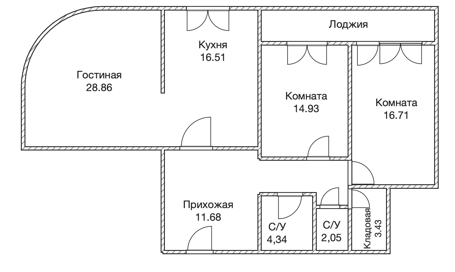 3-комнатная 110.8 м2 в ЖК undefined корпус null этаж 9