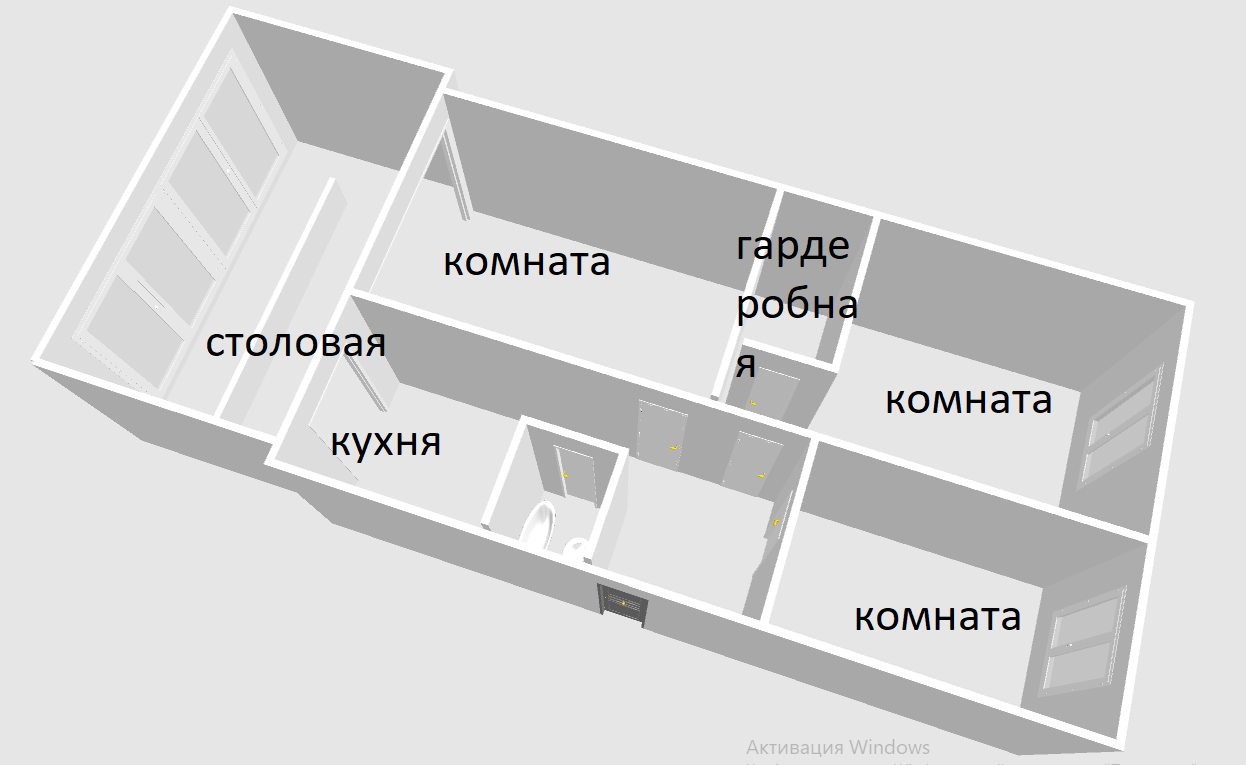 3-комнатная 73.3 м2 в ЖК undefined корпус null этаж 1