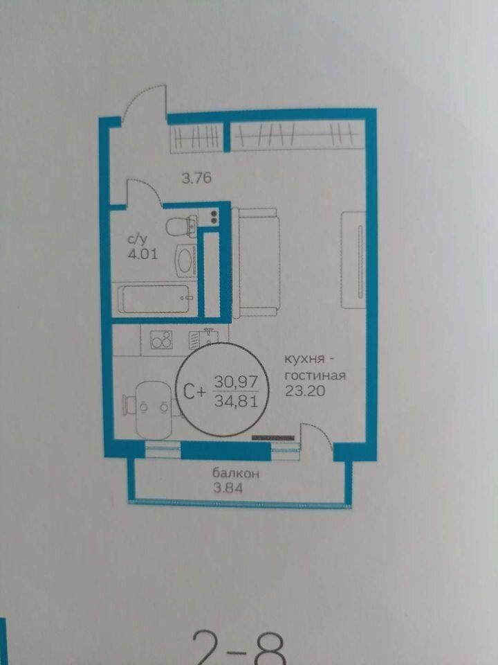 1-комнатная 31 м2 в ЖК undefined корпус null этаж 4