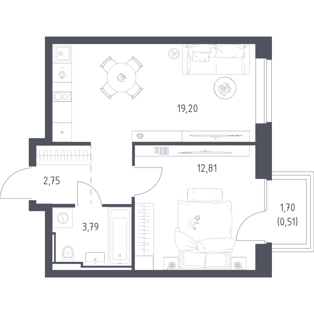1-комнатная 39 м2 в ЖК Литературный Квартал корпус null этаж 9