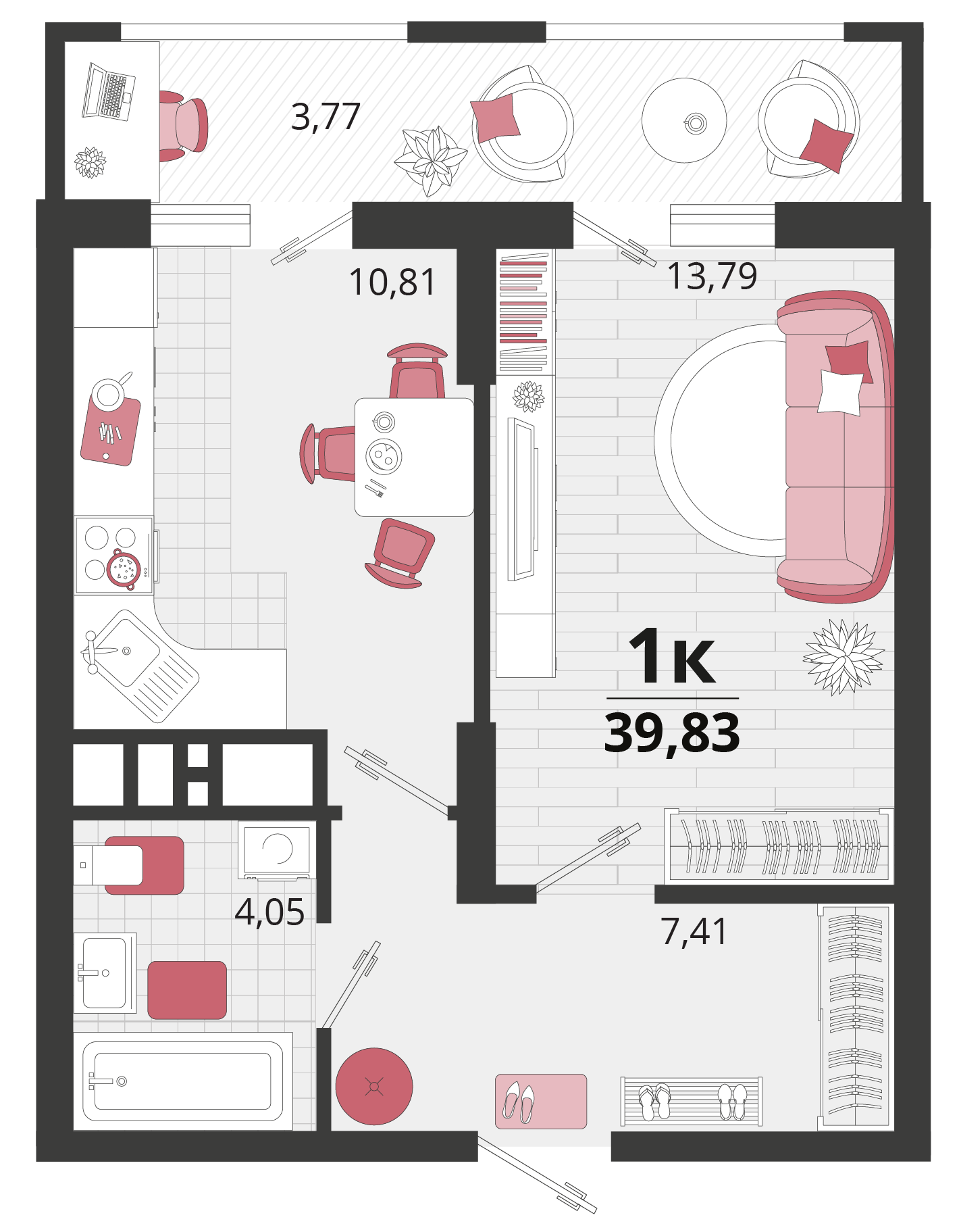 1-комнатная 39 м2 в ЖК Родные просторы корпус null этаж 14