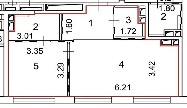 2-комнатная 45 м2 в ЖК undefined корпус null этаж 12
