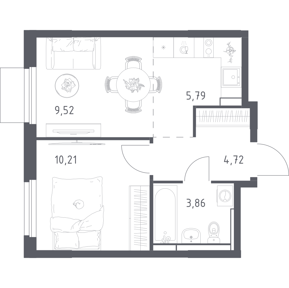 Студия 34 м2 в ЖК Мытищи Парк корпус null этаж 7