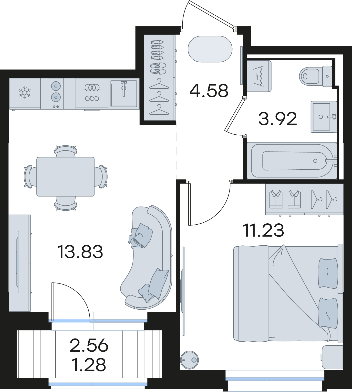 1-комнатная 34 м2 в ЖК Новинки корпус null этаж 8