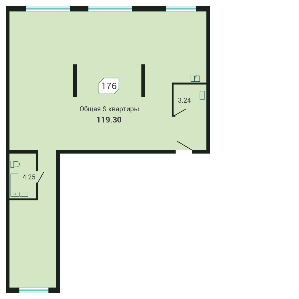 4-комнатная 119 м2 в ЖК Четыре горизонта корпус null этаж 3