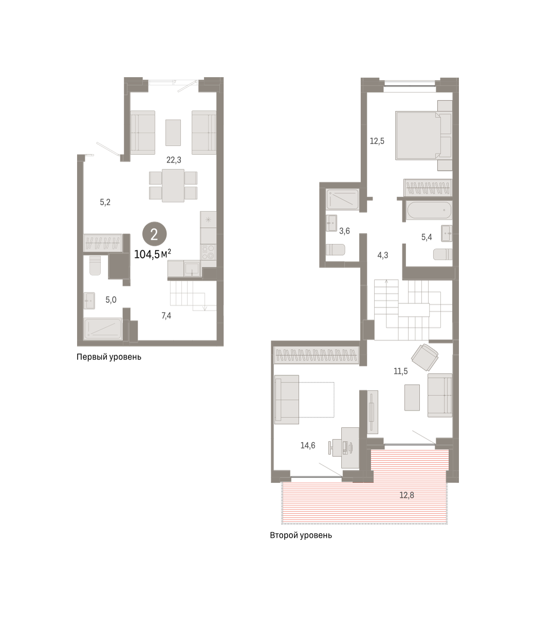 2-комнатная 105 м2 в ЖК Речной порт корпус null этаж 1