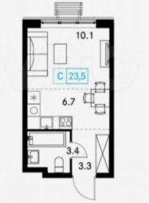 Студия 23.5 м2 в ЖК undefined корпус null этаж 10
