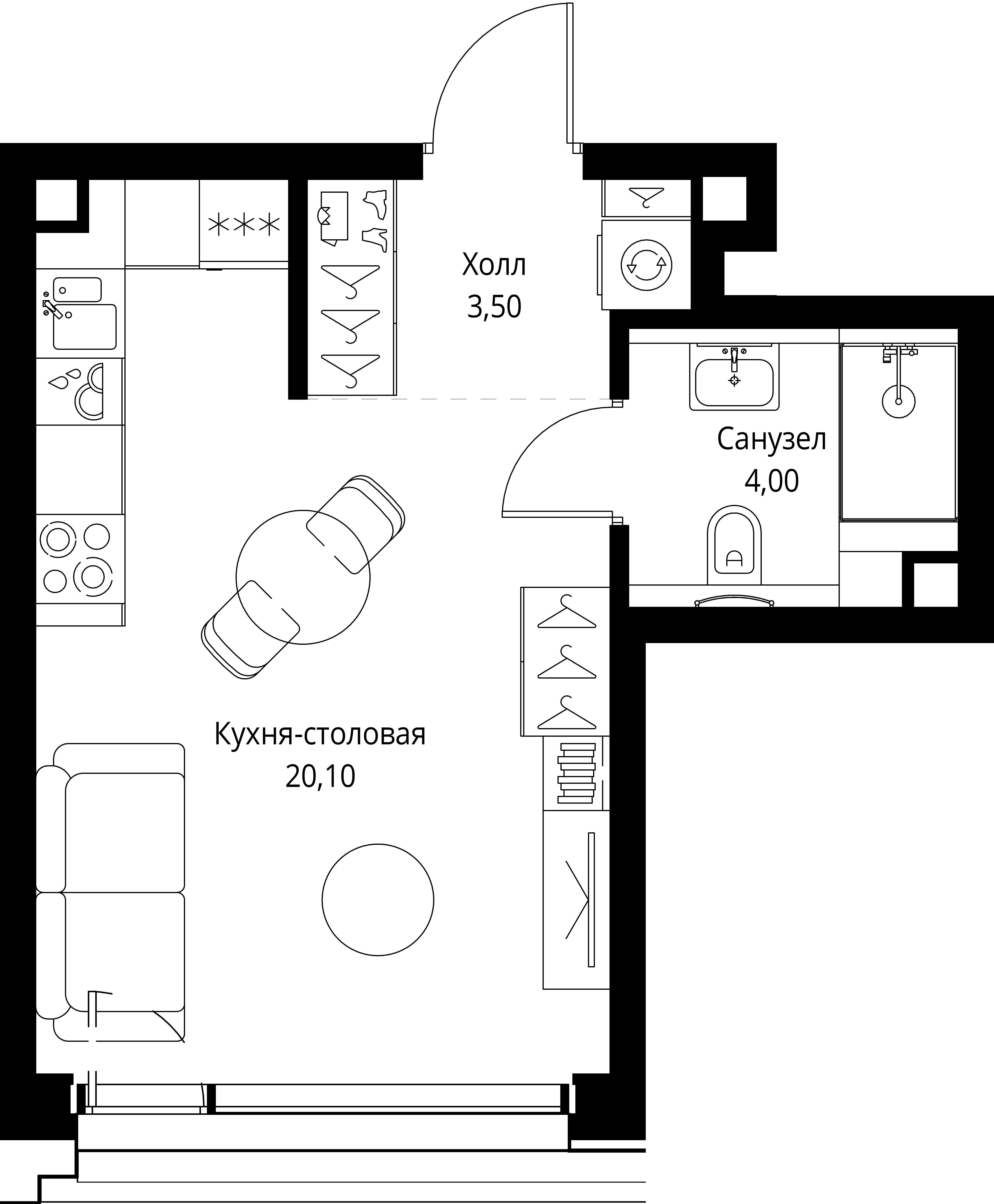 Студия 27 м2 в ЖК СЕТ корпус null этаж 3