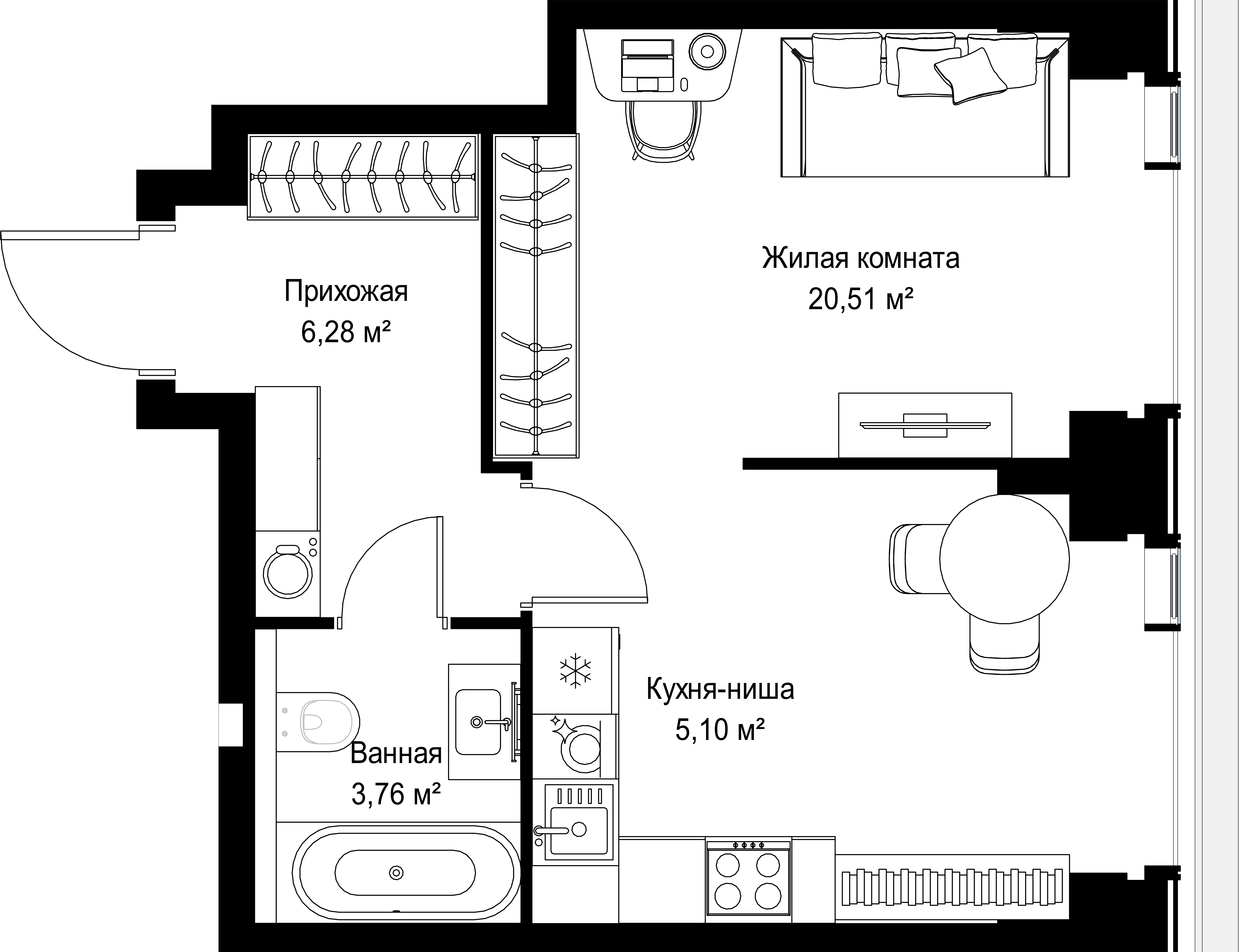 1-комнатная 35 м2 в ЖК СИТИДЗЕН корпус null этаж 8