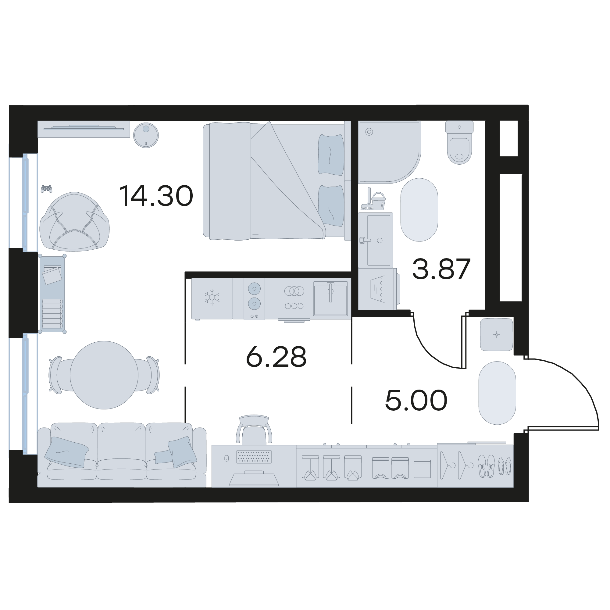 Студия 29 м2 в ЖК GloraX Октябрьский корпус null этаж 8