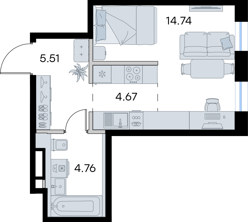 Студия 29 м2 в ЖК Экосити корпус null этаж 4