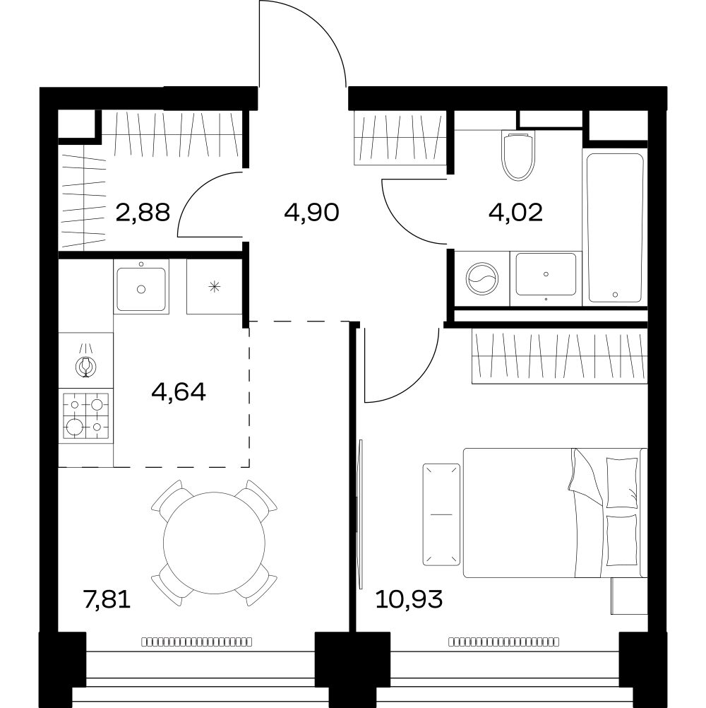 Студия 35 м2 в ЖК НОВА корпус null этаж 4