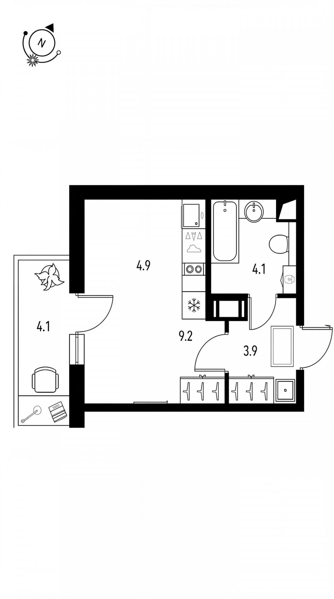 Студия 22 м2 в ЖК undefined корпус null этаж 6