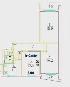 3-комнатная 62.8 м2 в ЖК undefined корпус null этаж 3