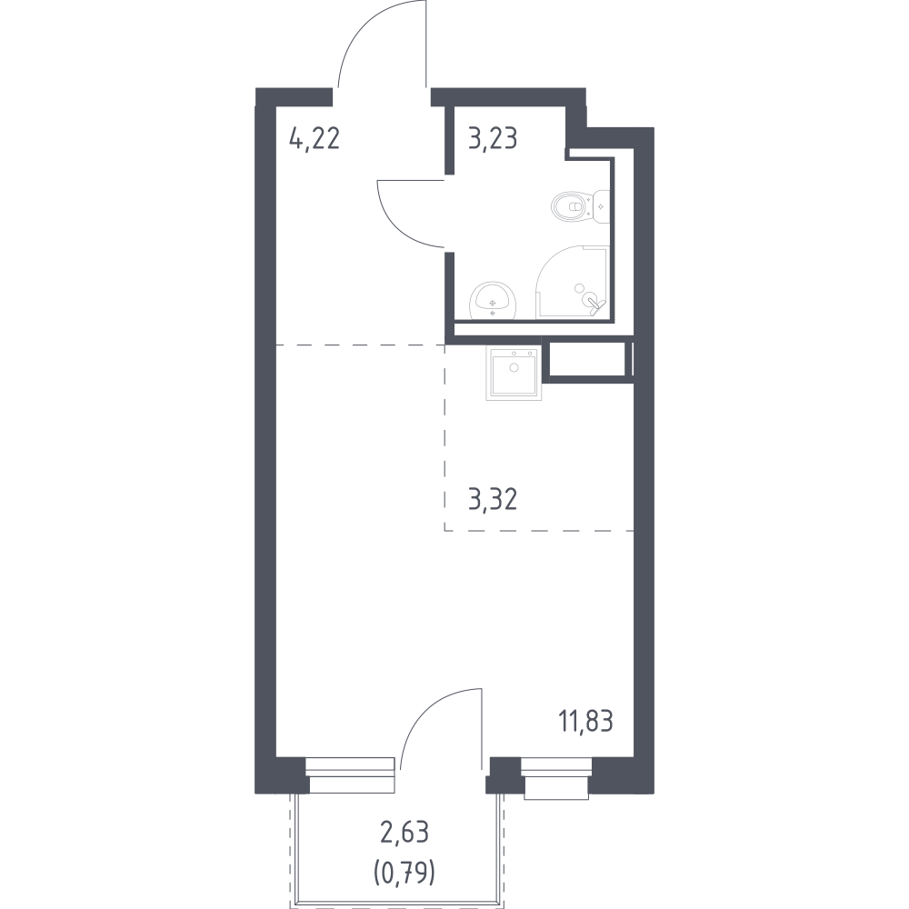 Студия 23 м2 в ЖК Новые Лаврики корпус null этаж 4