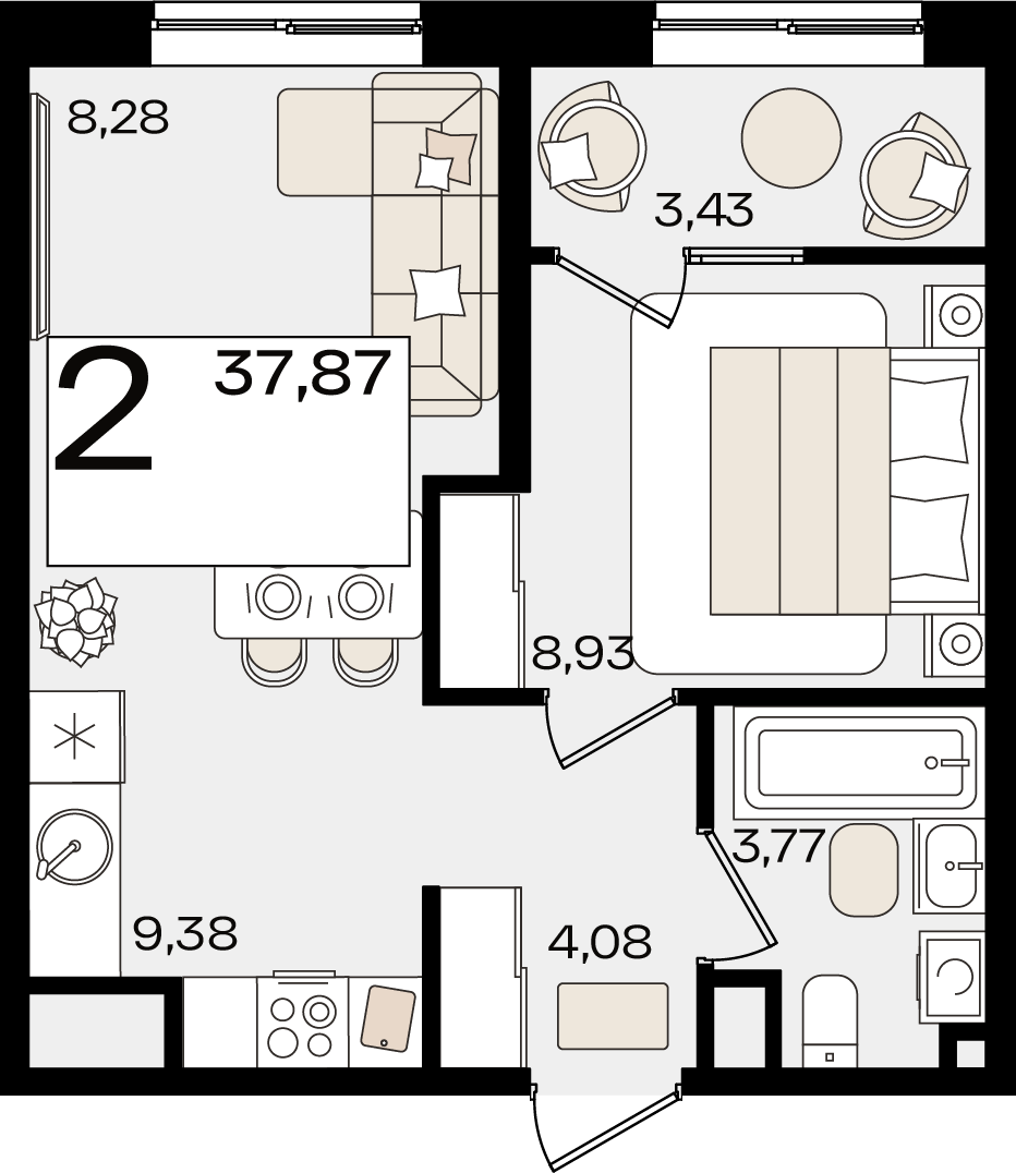Студия 37 м2 в ЖК Патрики корпус null этаж 14