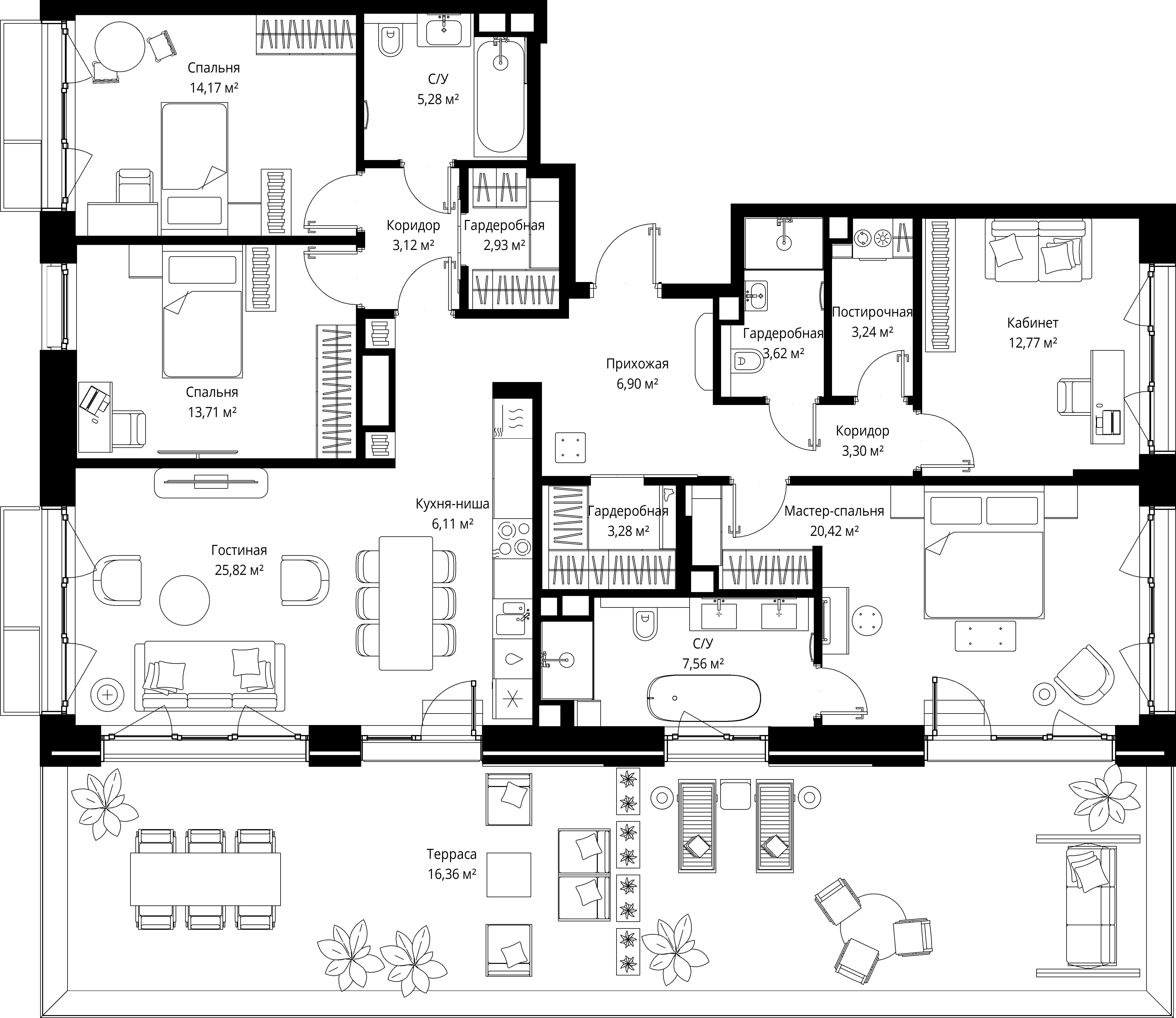 4-комнатная 148 м2 в ЖК МЫС корпус null этаж 9