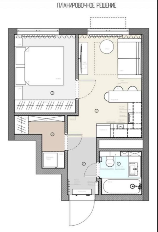 2-комнатная 32.1 м2 в ЖК undefined корпус null этаж 13