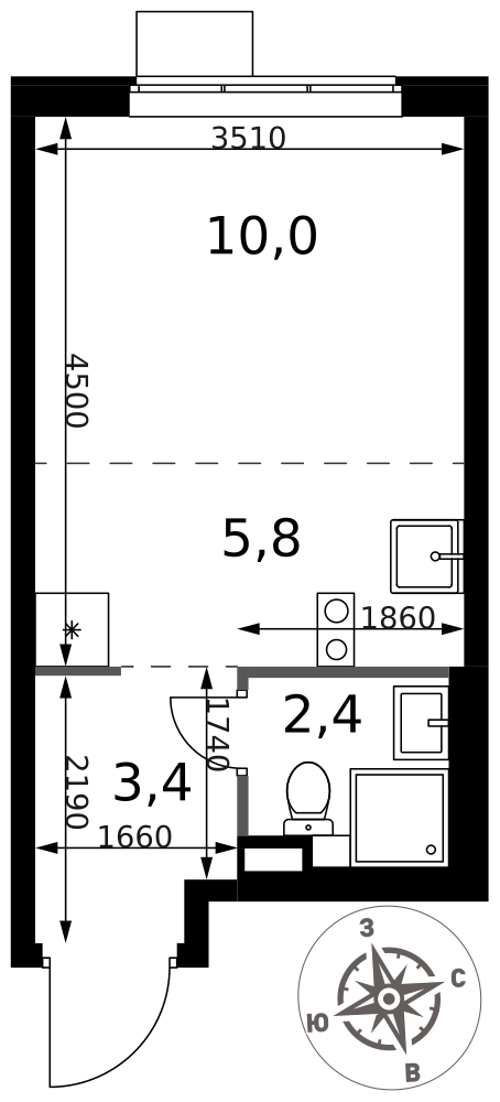 Студия 21 м2 в ЖК 1-й Химкинский корпус null этаж 2