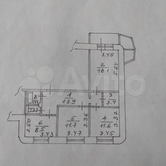 3-комнатная 70.7 м2 в ЖК undefined корпус null этаж 7