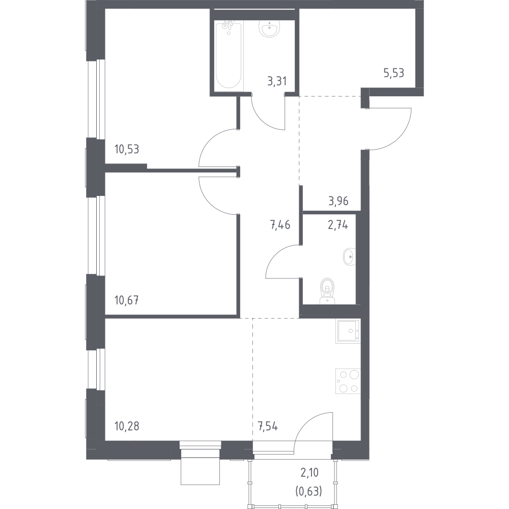 Студия 62 м2 в ЖК Новое Внуково корпус null этаж 5