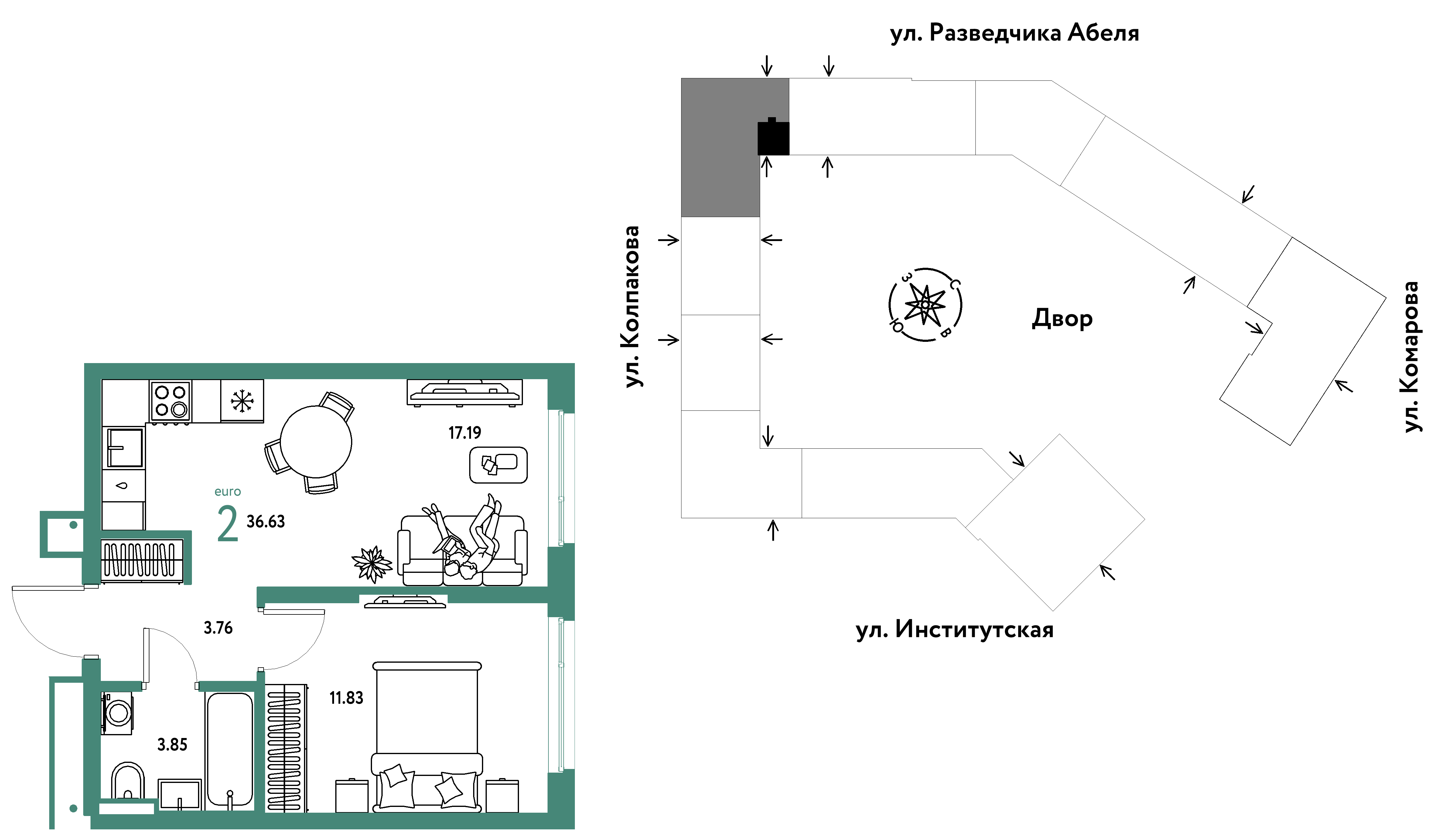 Студия 36 м2 в ЖК Страна.Парковая корпус null этаж 7