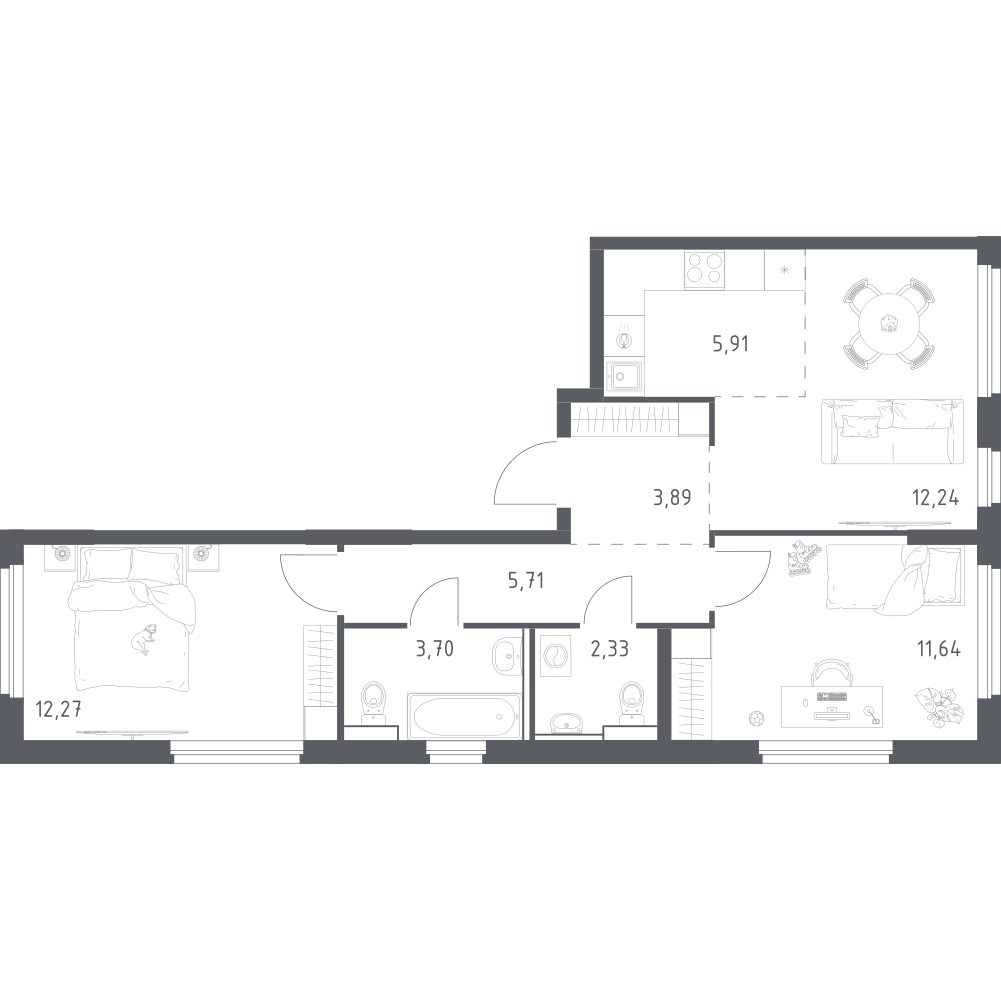 Студия 57 м2 в ЖК Донские Легенды корпус null этаж 3