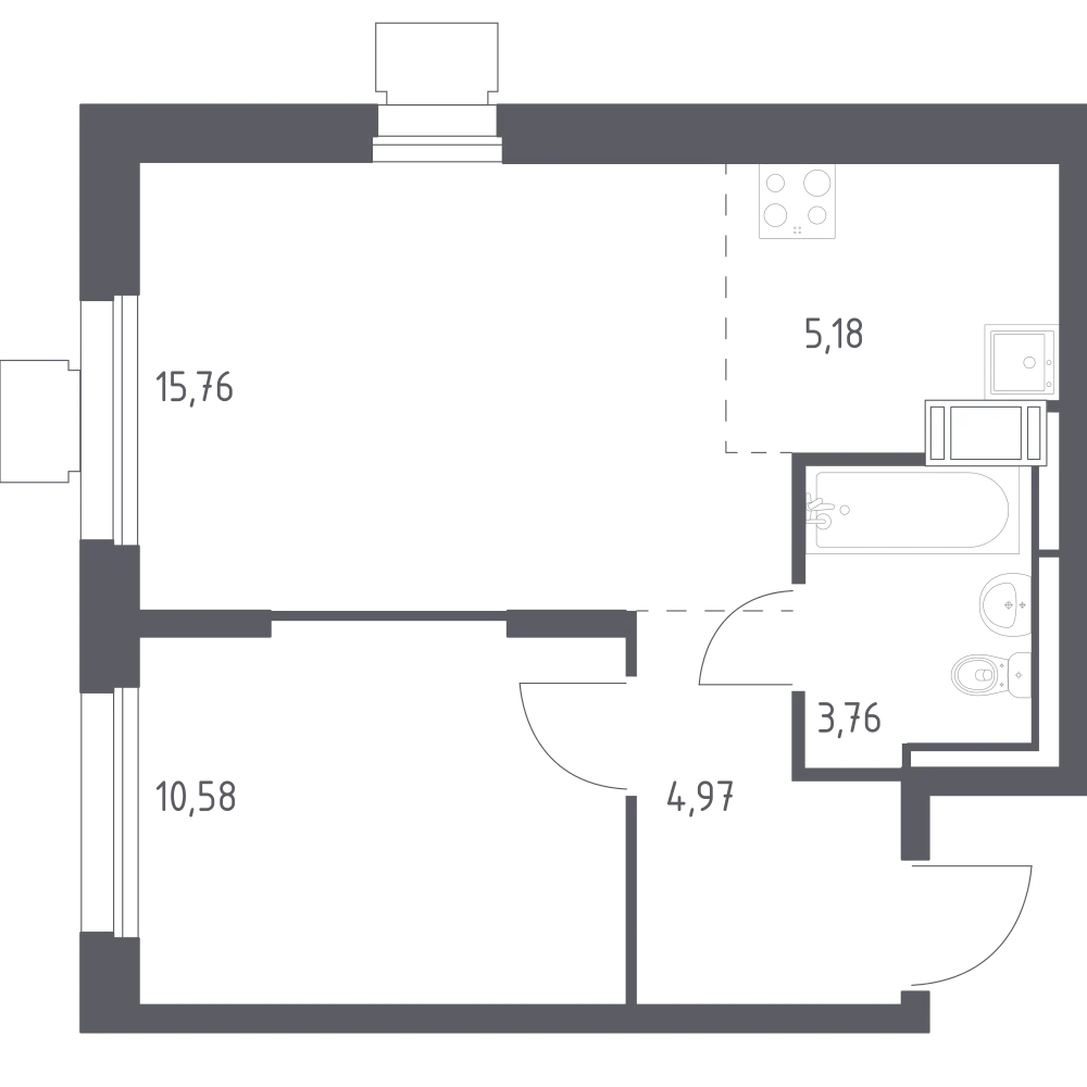 Студия 39 м2 в ЖК Томилино Парк корпус null этаж 8
