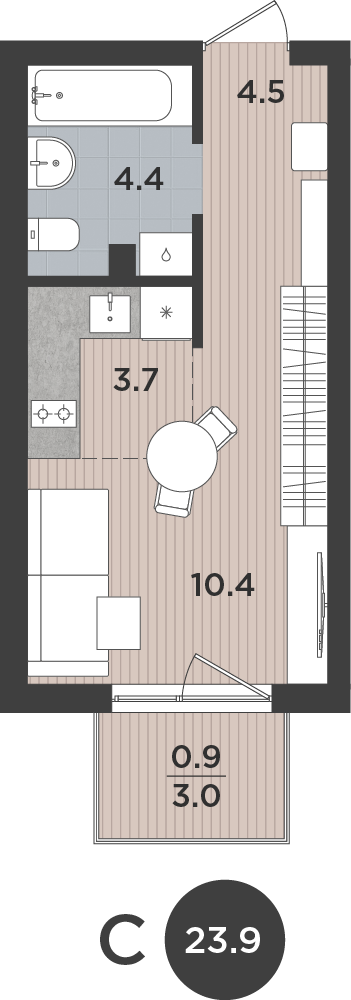 Студия 23 м2 в ЖК Левада корпус null этаж 1