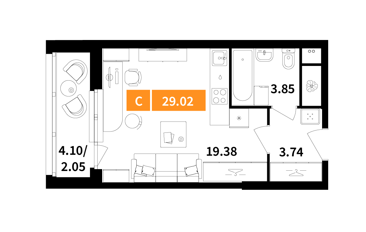 Студия 29 м2 в ЖК Планерный квартал корпус null этаж 8