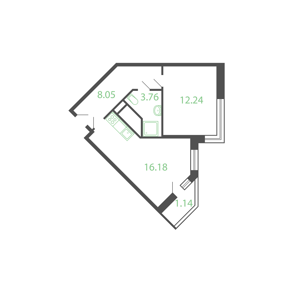 1-комнатная 42 м2 в ЖК Русич Новые Котельники корпус null этаж 15