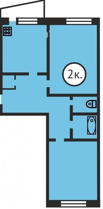 2-комнатная 52.7 м2 в ЖК undefined корпус null этаж 5