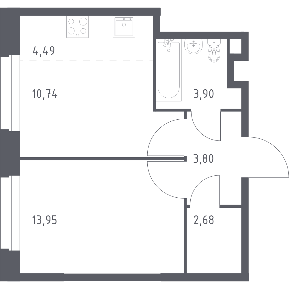 Студия 39 м2 в ЖК Эко Бунино корпус null этаж 9