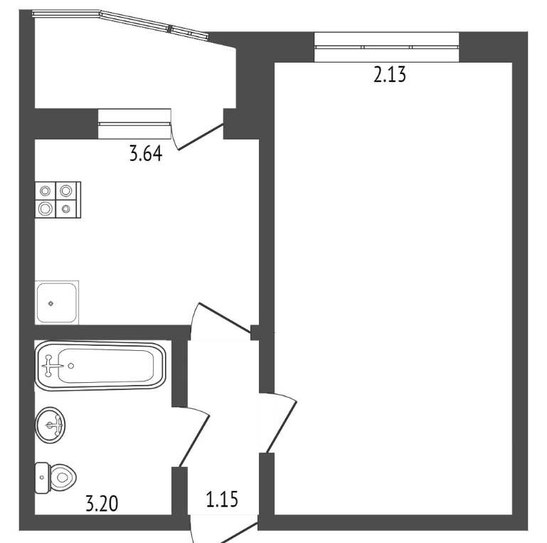1-комнатная 40.9 м2 в ЖК undefined корпус null этаж 4